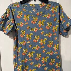 NWT LOFT Blue Orange Fruit Women's Top